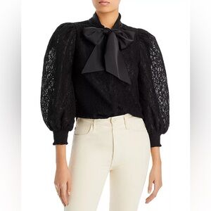 NWT $440 Alice and Olivia Brentley Lace Tie Neck Blouse